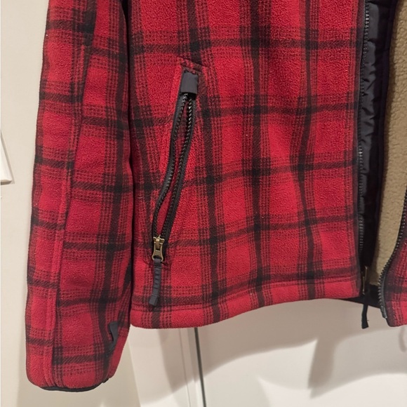L.L. Bean Men’s XL Buffalo Plaid Red Black Sherpa Zip Up Jacket Size XL - Picture 2 of 7